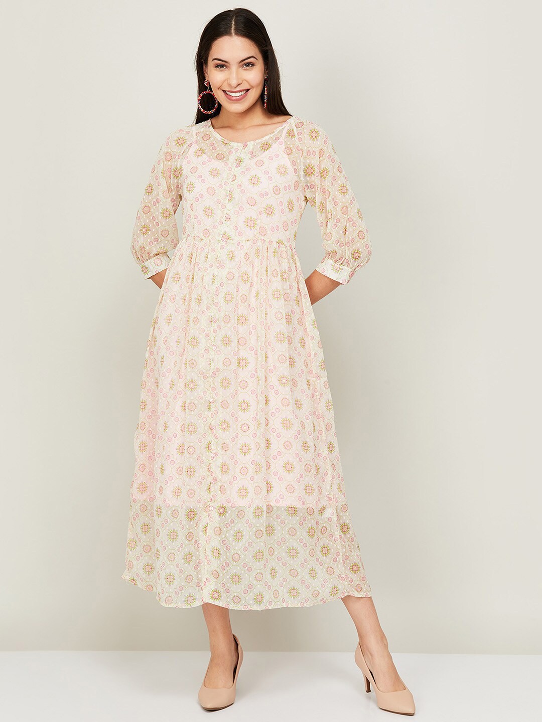 

Colour Me by Melange Women White Floral Maxi Dress