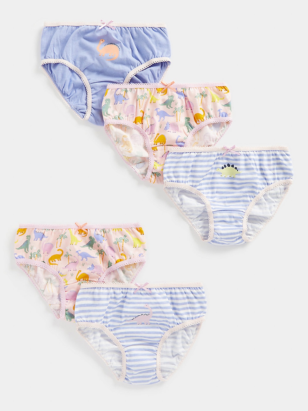 

mothercare Infant Girls Purple & Pink Pack Of 5 Striped Mid-Rise Pure Cotton Briefs