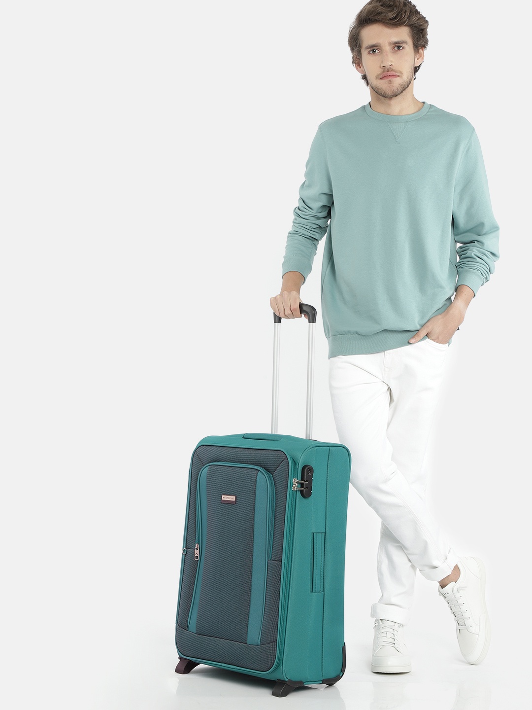 

Aristocrat Unisex Turquoise Blue Solid TRIUMPH 65 Trolley Suitcase
