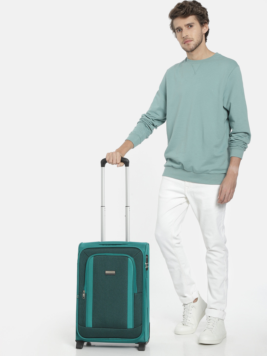 

Aristocrat Unisex Turquoise Blue Solid TRIUMPH 55 Cabin Trolley Suitcase