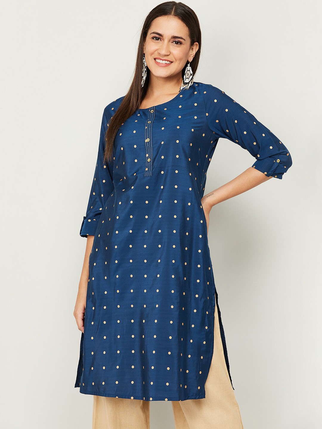 

Melange by Lifestyle Women Blue Printed Kurta