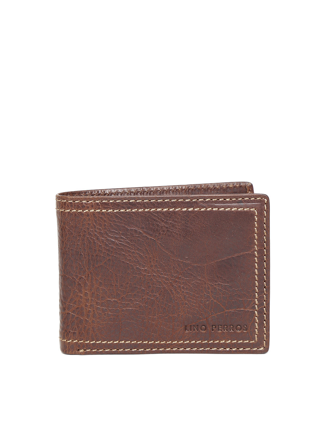 

Lino Perros Men Brown Solid Twofold Leather Wallet