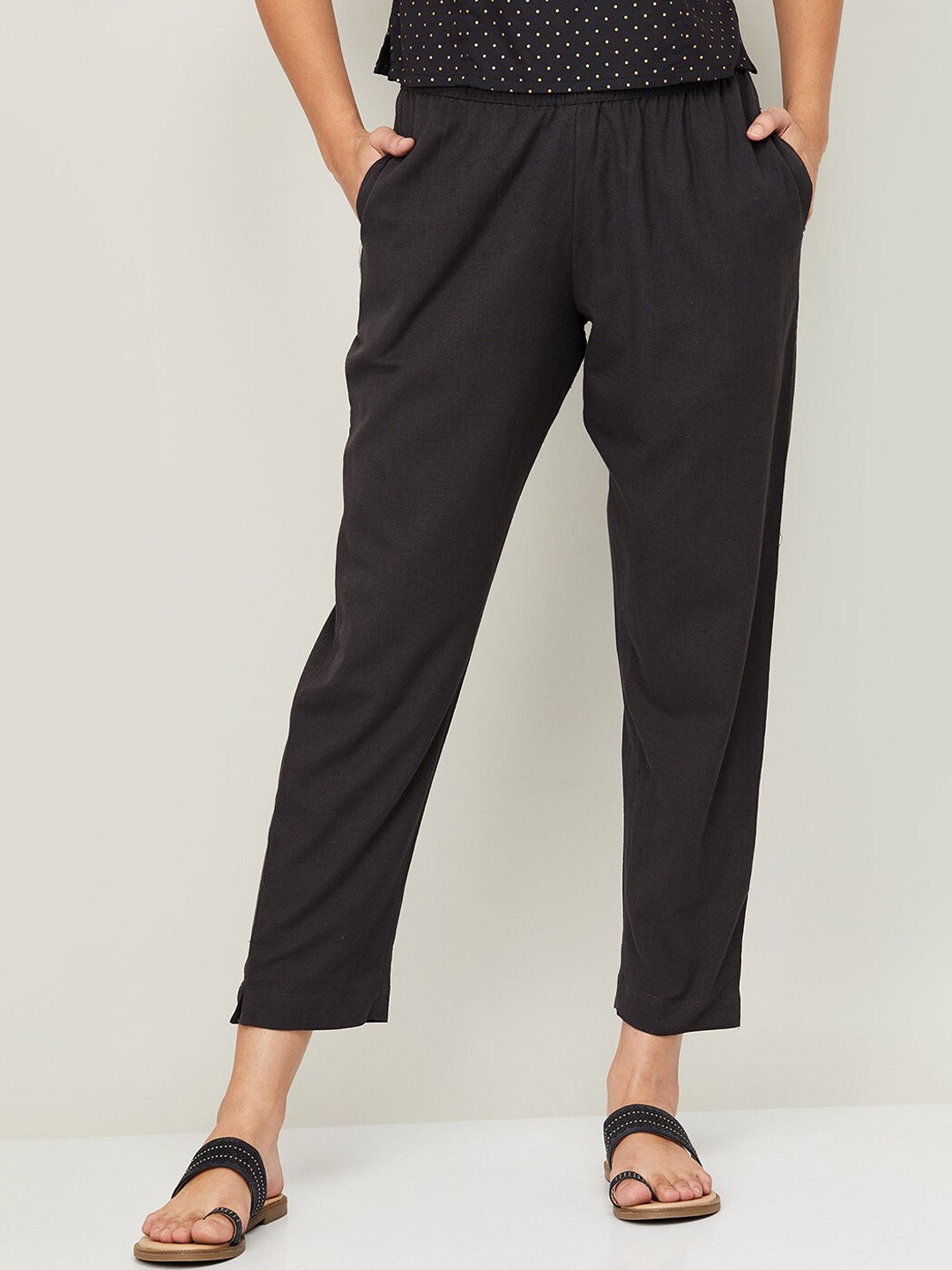 

Melange by Lifestyle Women Grey High-Rise Pleated Trousers