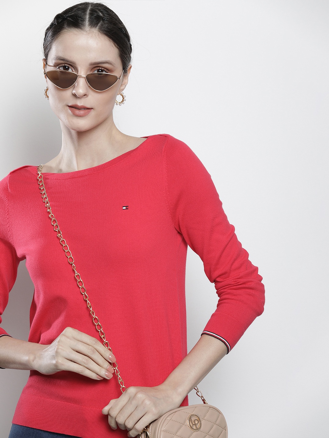 

Tommy Hilfiger Women Red Solid Pullover
