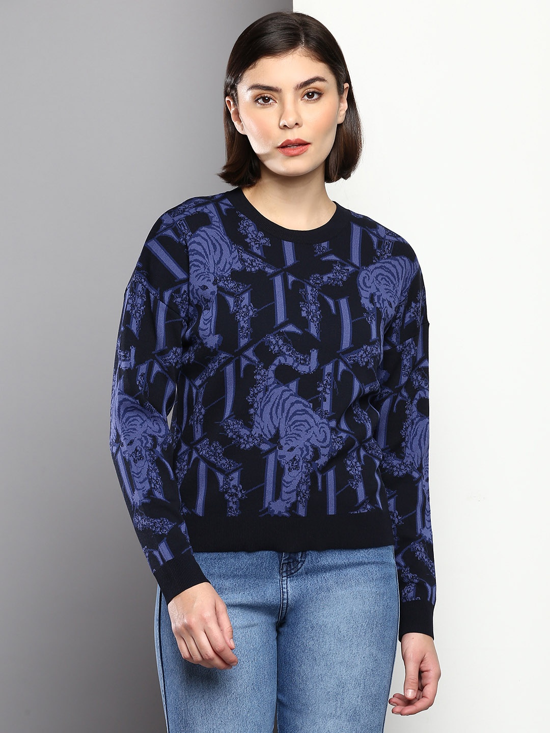 

Tommy Hilfiger Women Printed Pullover, Blue