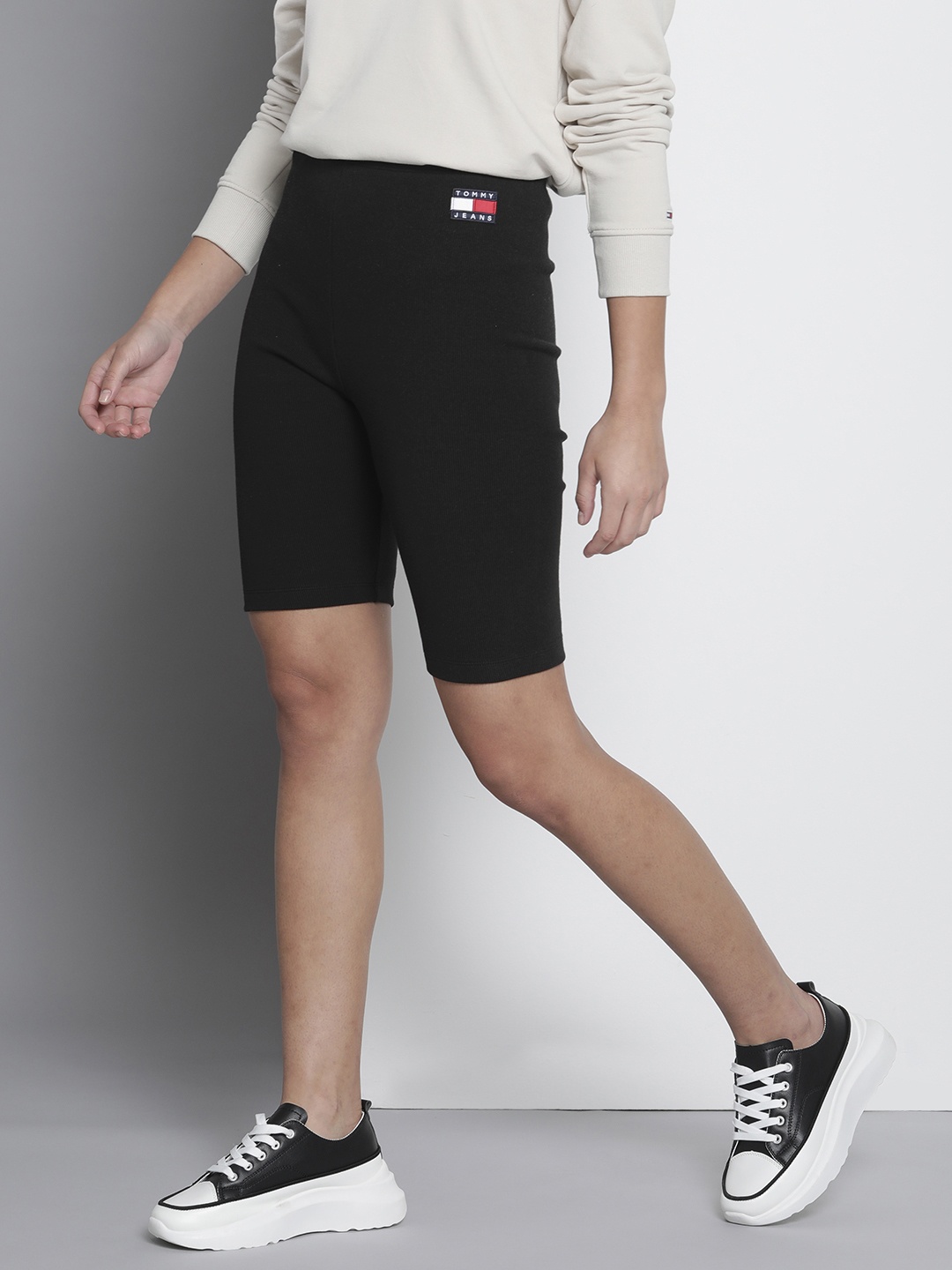 

Tommy Hilfiger Women Black Slim Fit Mid-Rise Sports Shorts