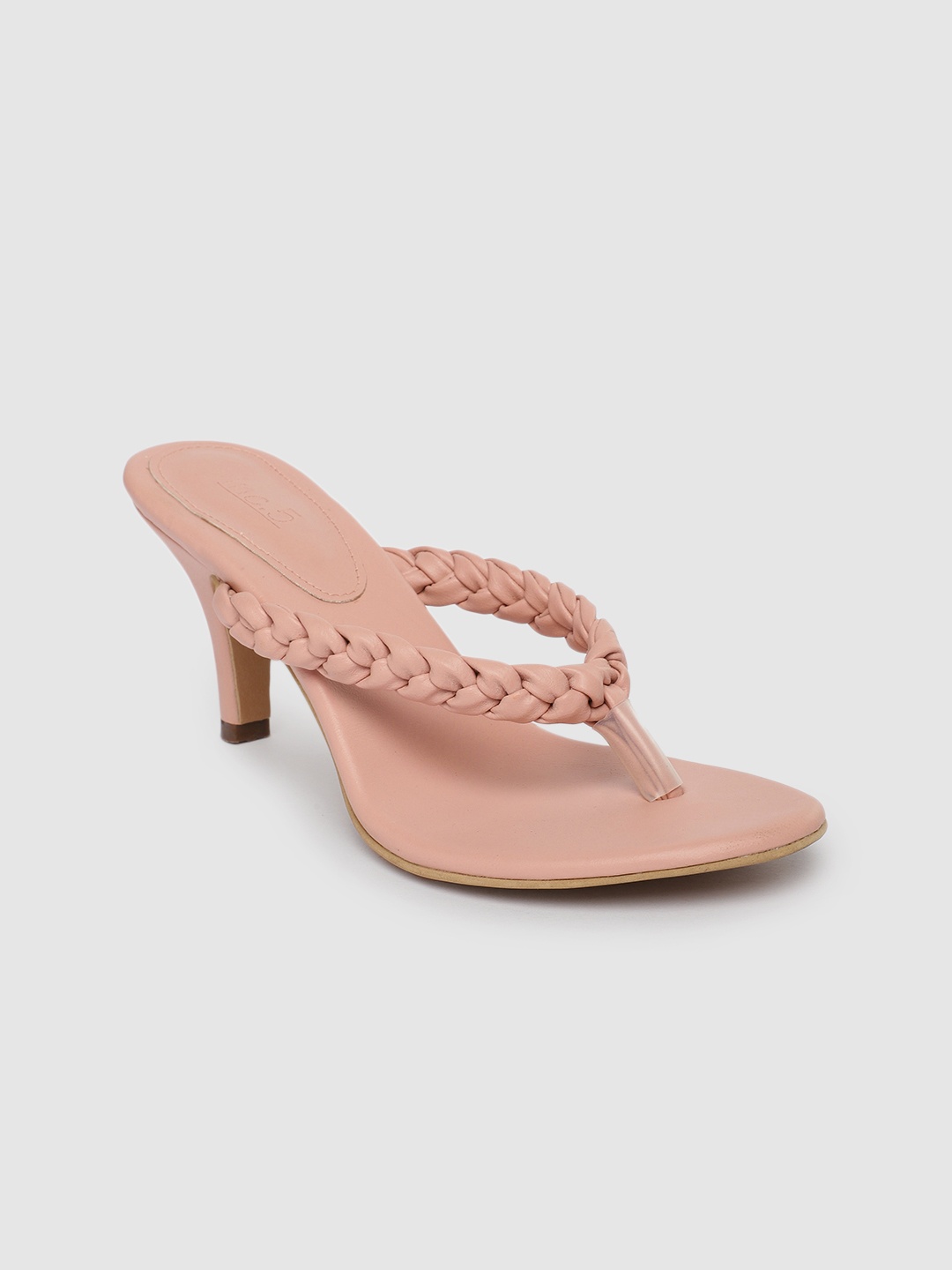 

Inc 5 Women Pink Woven Design Open Toe Heels