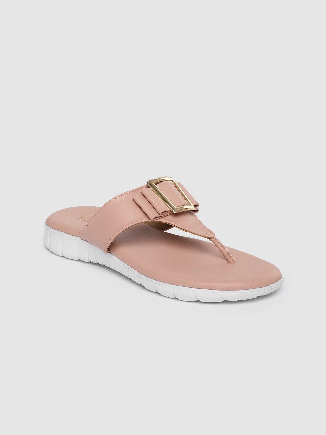 

Inc 5 Women Pink Solid T-Strap Flats