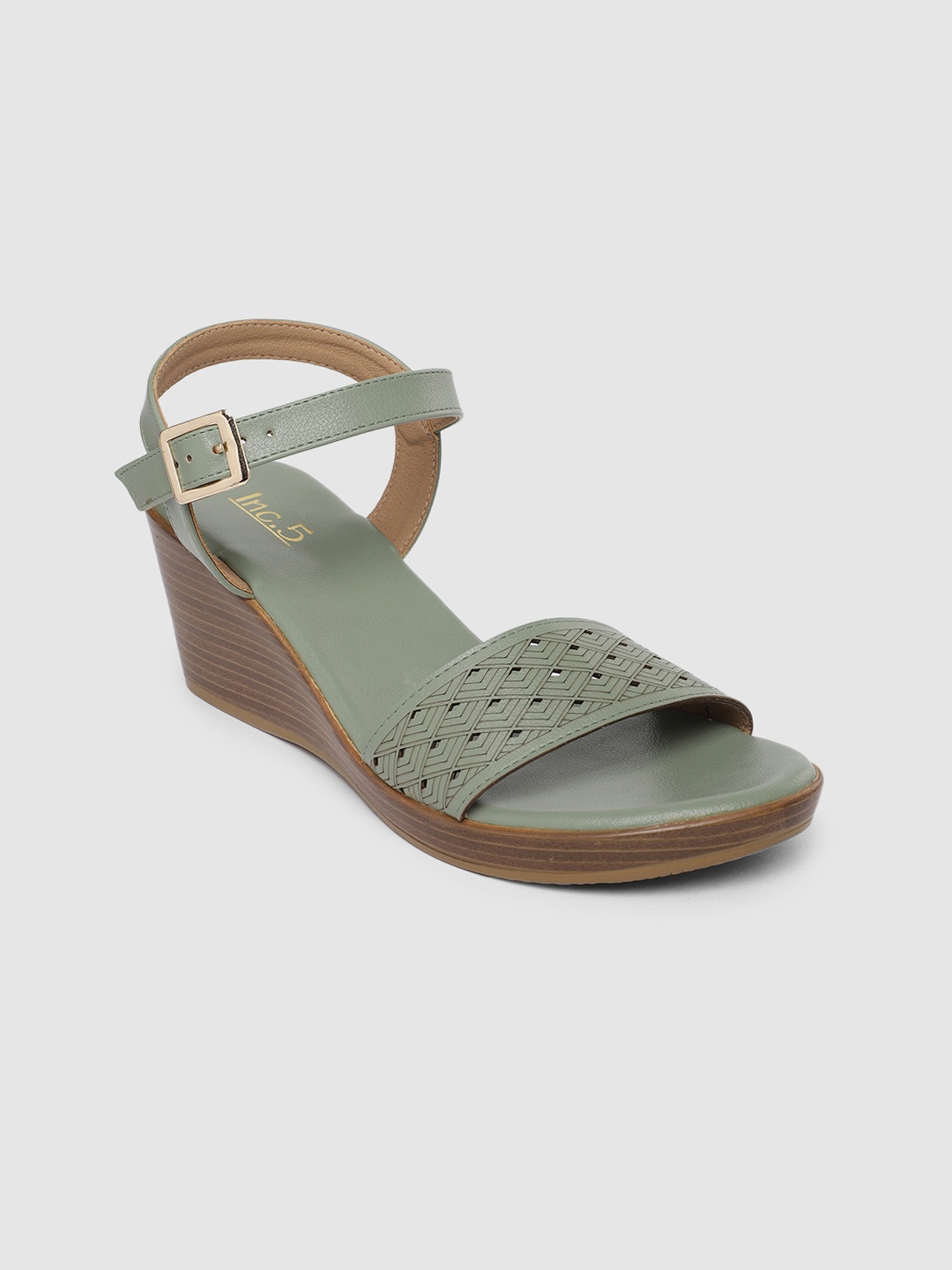 

Inc 5 Green Textured Wedge Sandals