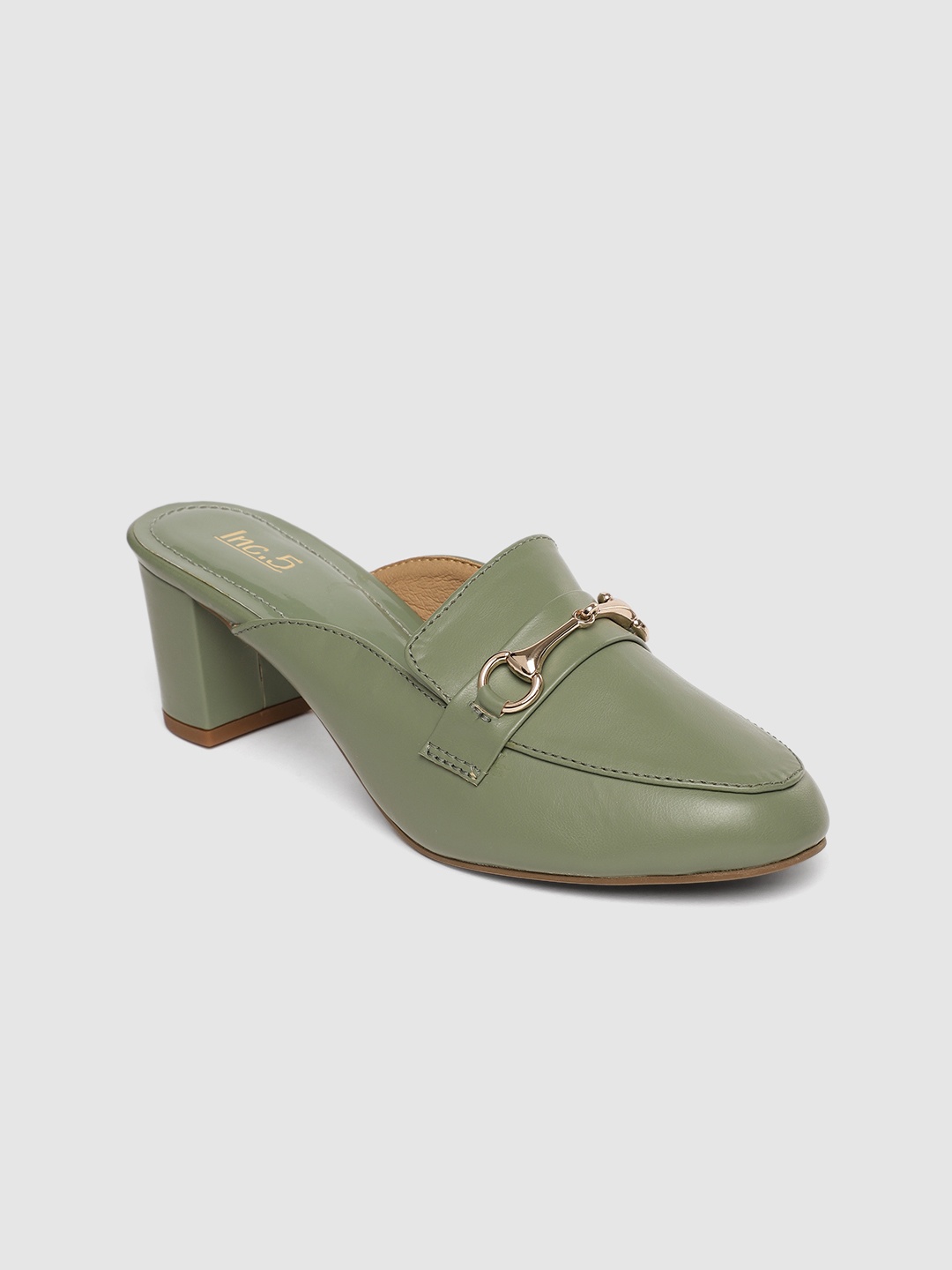 

Inc 5 Women Green Block Mules with Buckles