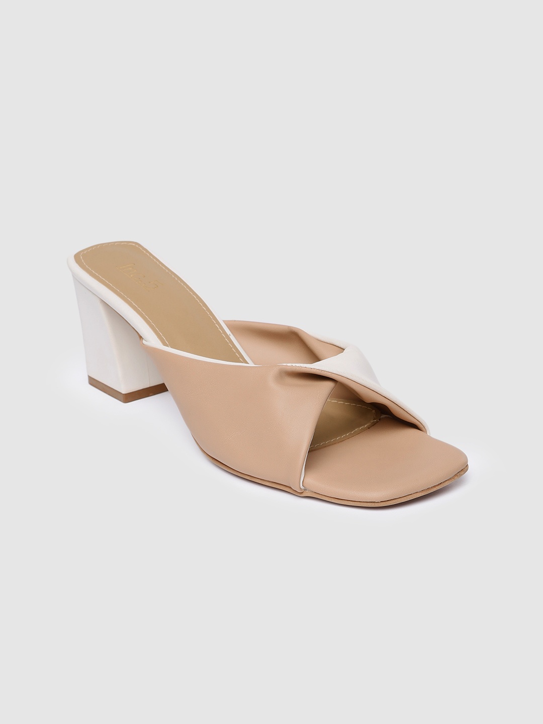

Inc 5 White & Beige Colourblocked Block Heels