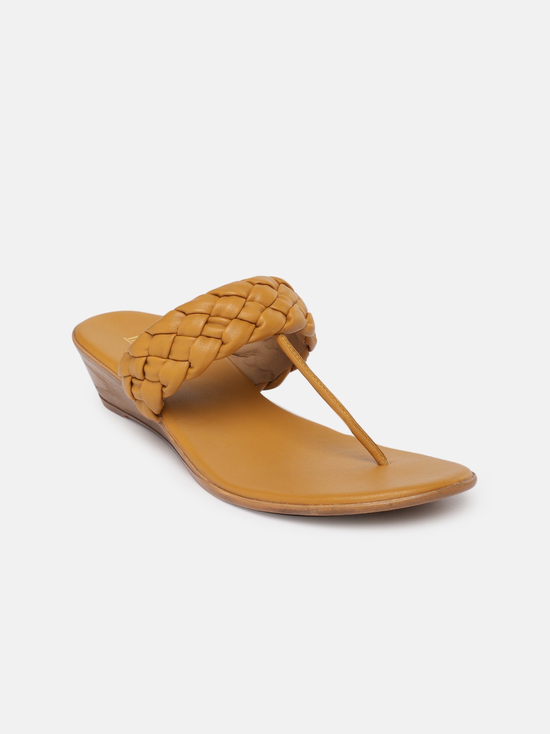 

Inc 5 Mustard Yellow Braided Woven Design Comfort Heels
