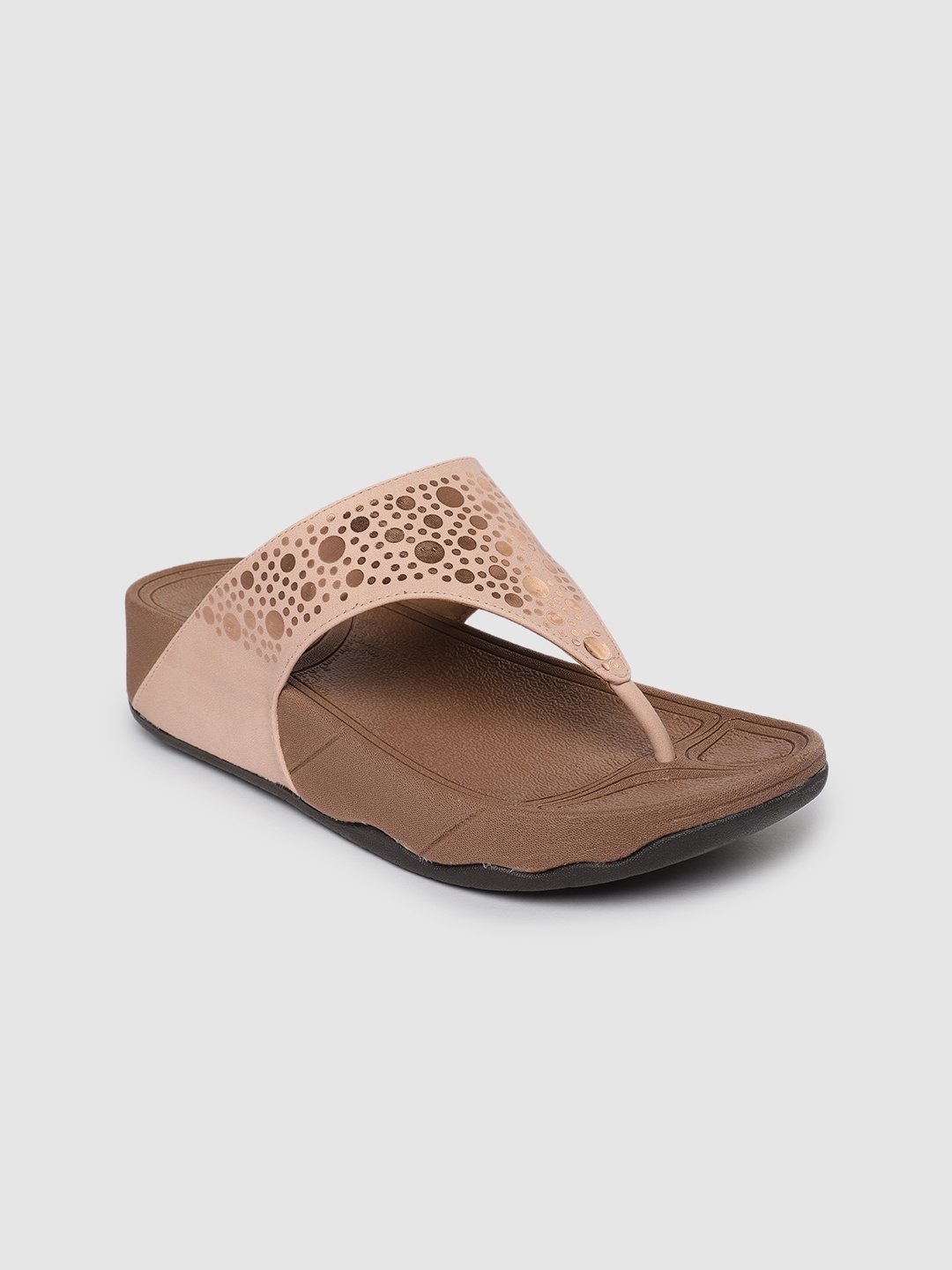 

Inc 5 Women Peach-Coloured Printed Comfort Sandals