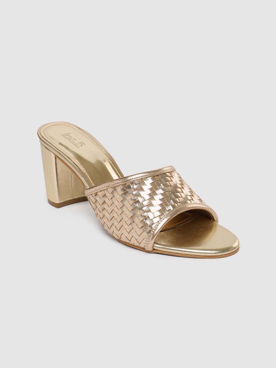 

Inc 5 Gold-Toned Solid Basket Woven Design Block Heels