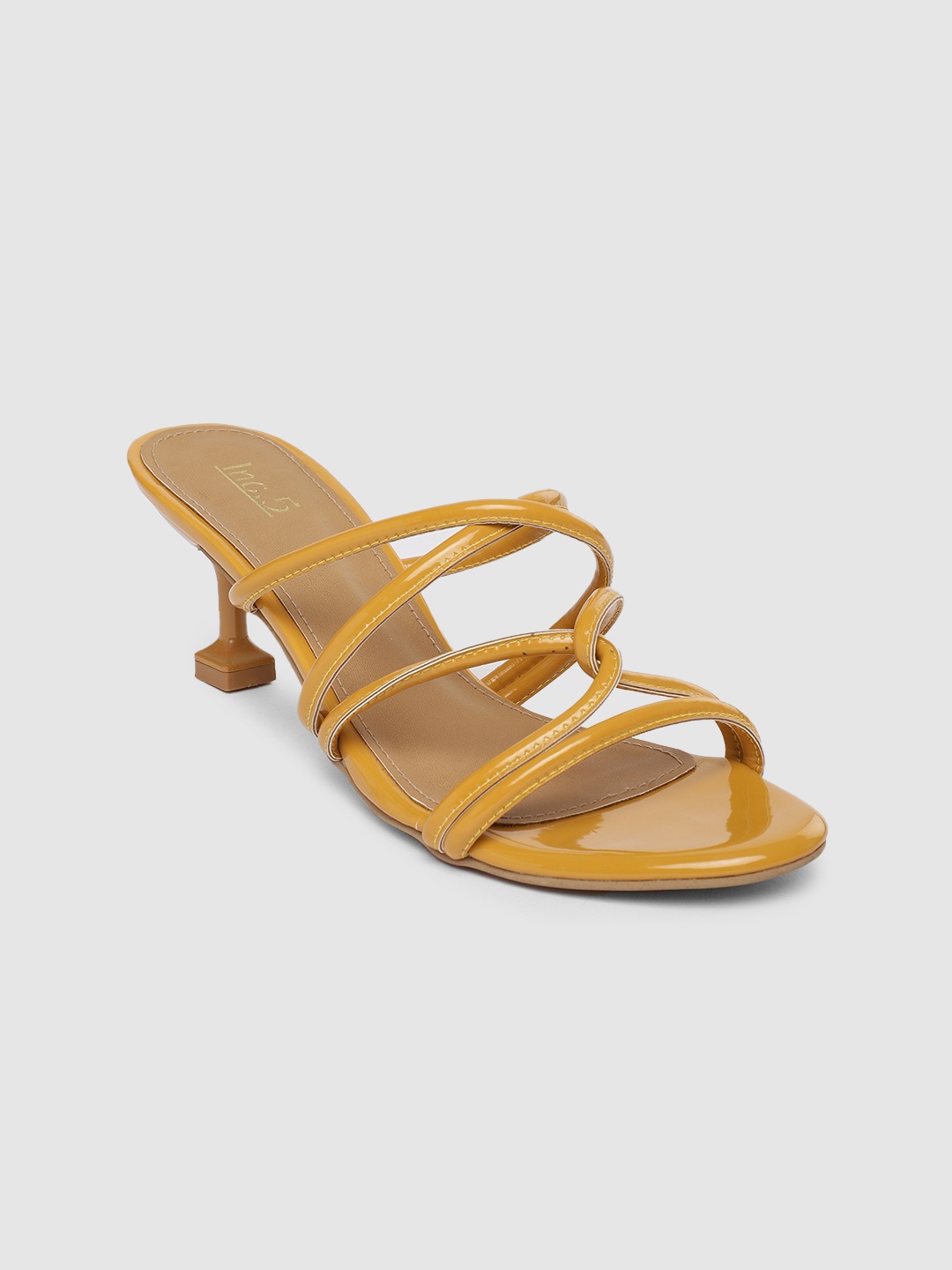 

Inc 5 Women Mustard Yellow Solid Heel Sandals