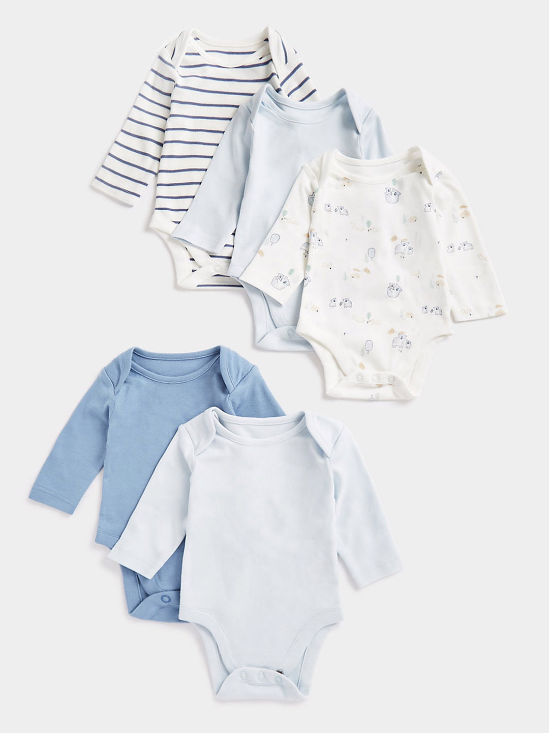 

mothercare Infant Boys Pack of 5 Pure Cotton Bodysuits, White