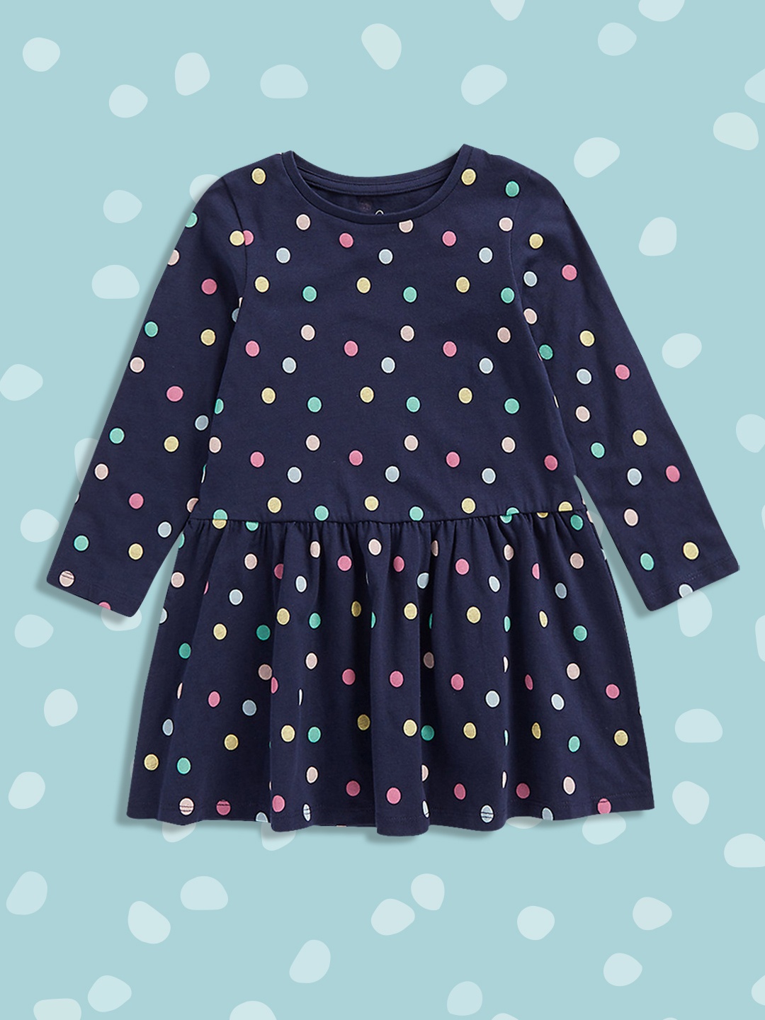 

mothercare Girls Navy Blue Pure Cotton A-Line Dress