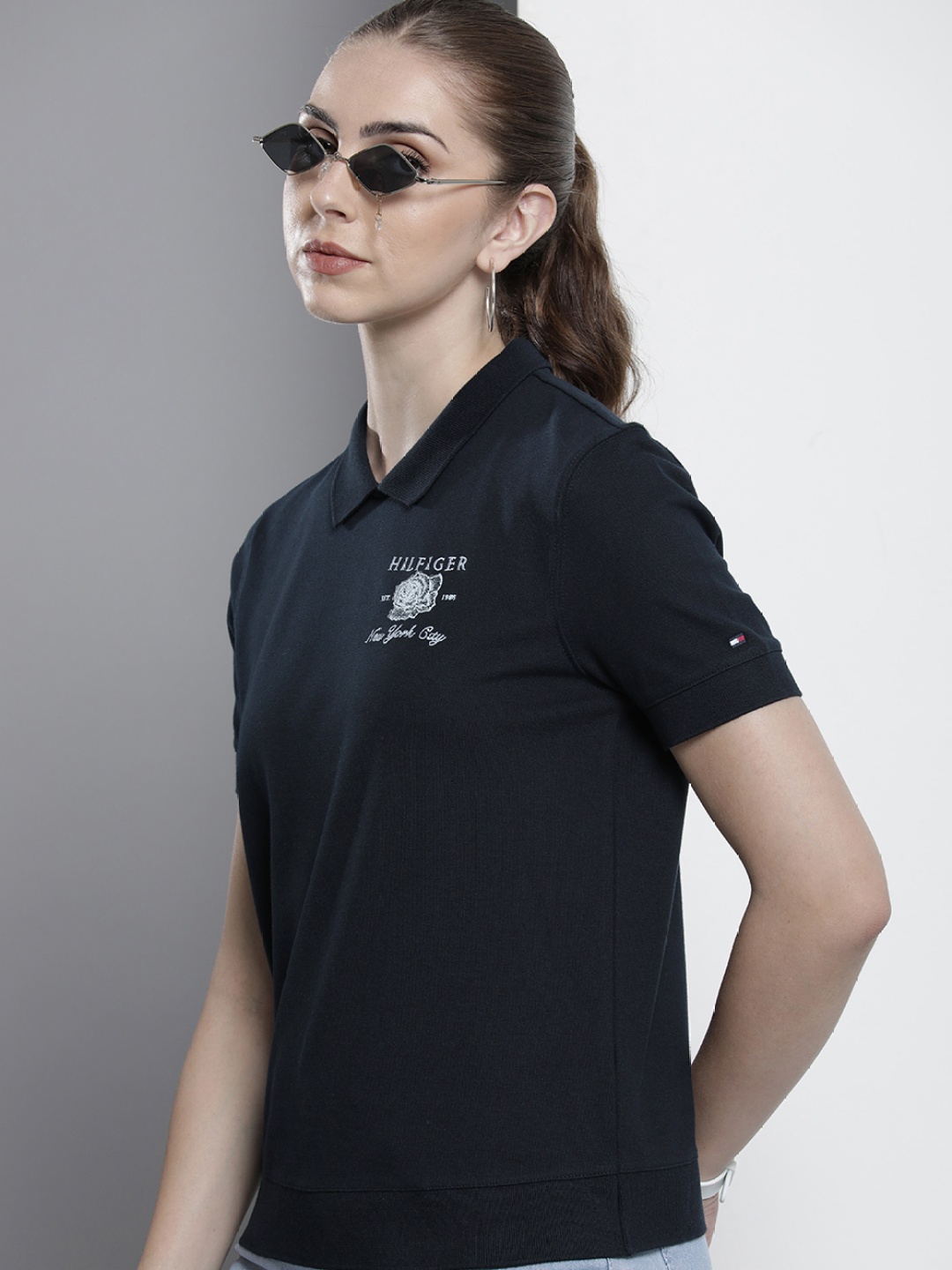 

Tommy Hilfiger Polo Collar T-shirt with Cut Outs, Navy blue