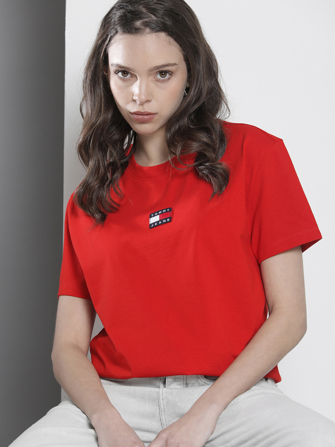 

Tommy Hilfiger Women Red Solid T-shirt