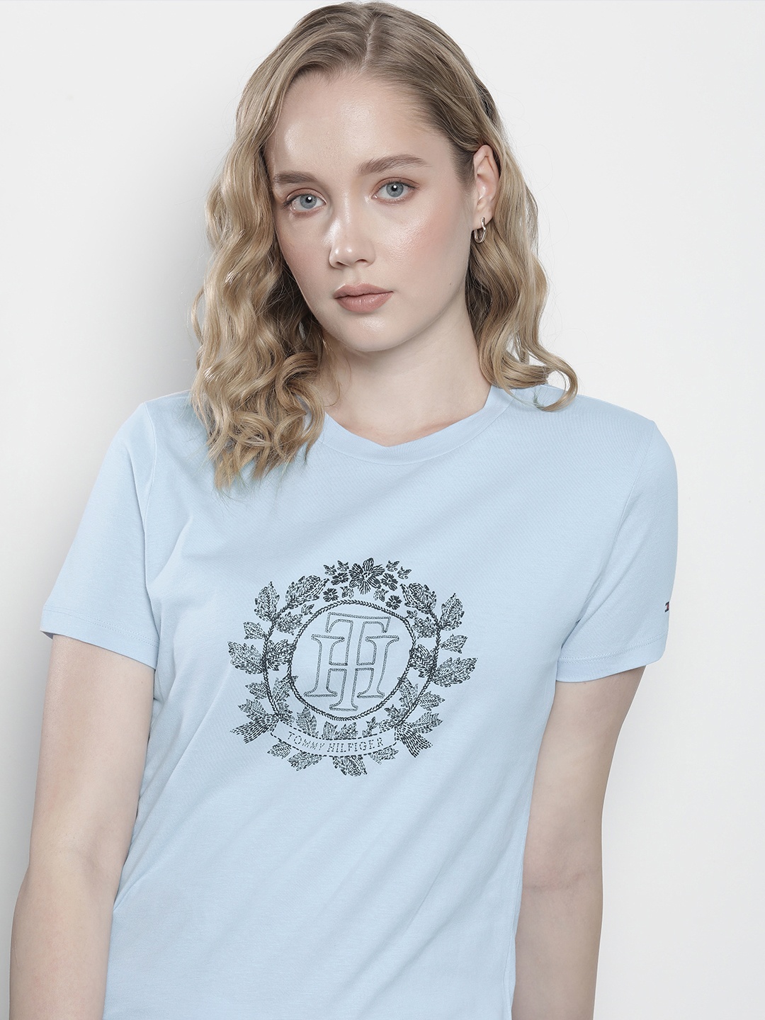 

Tommy Hilfiger Brand Logo Printed Pure Cotton T-shirt, Blue