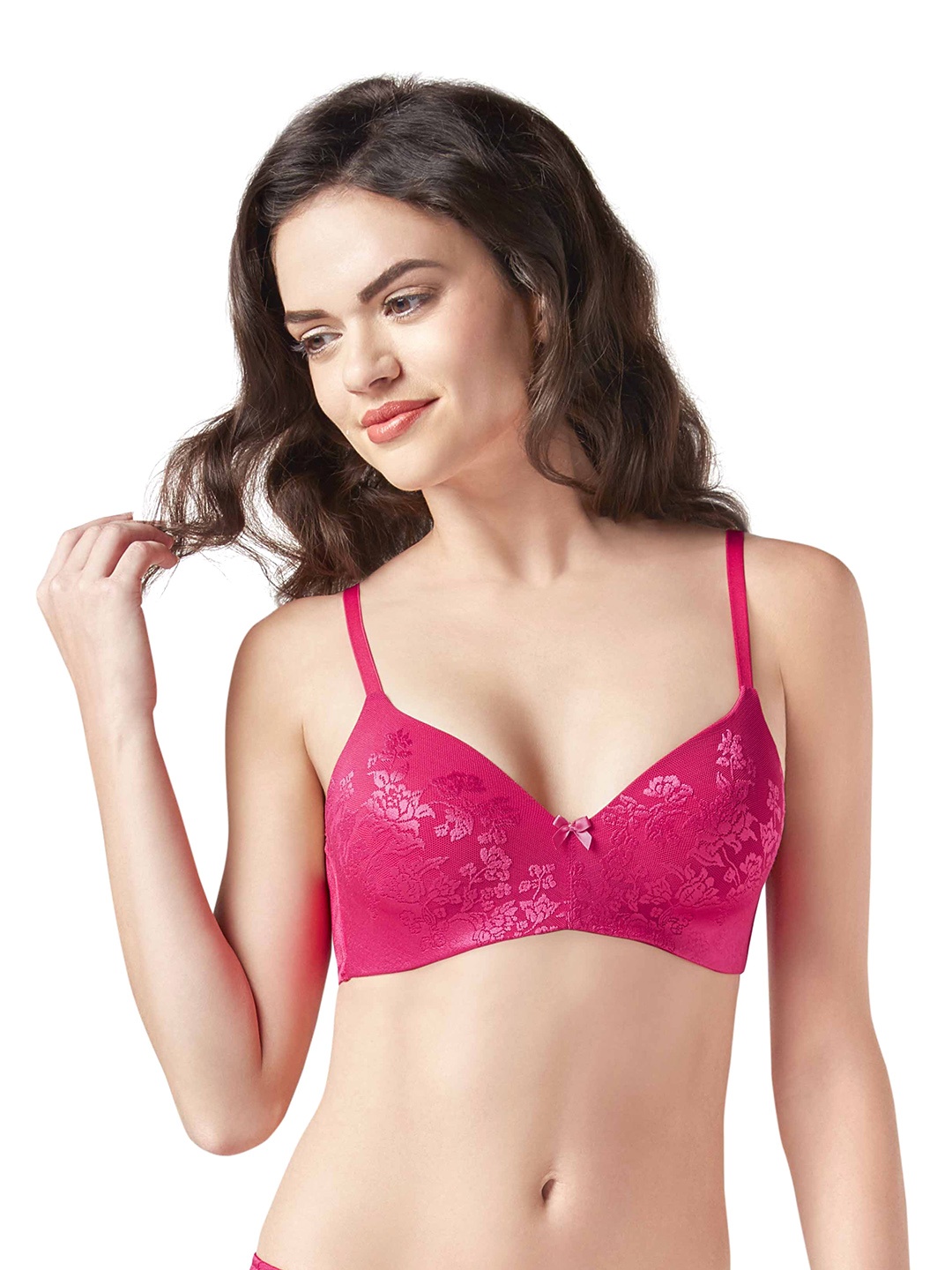 

Amante Pink Self Design Non-Wired Lightly Padded T-shirt Bra