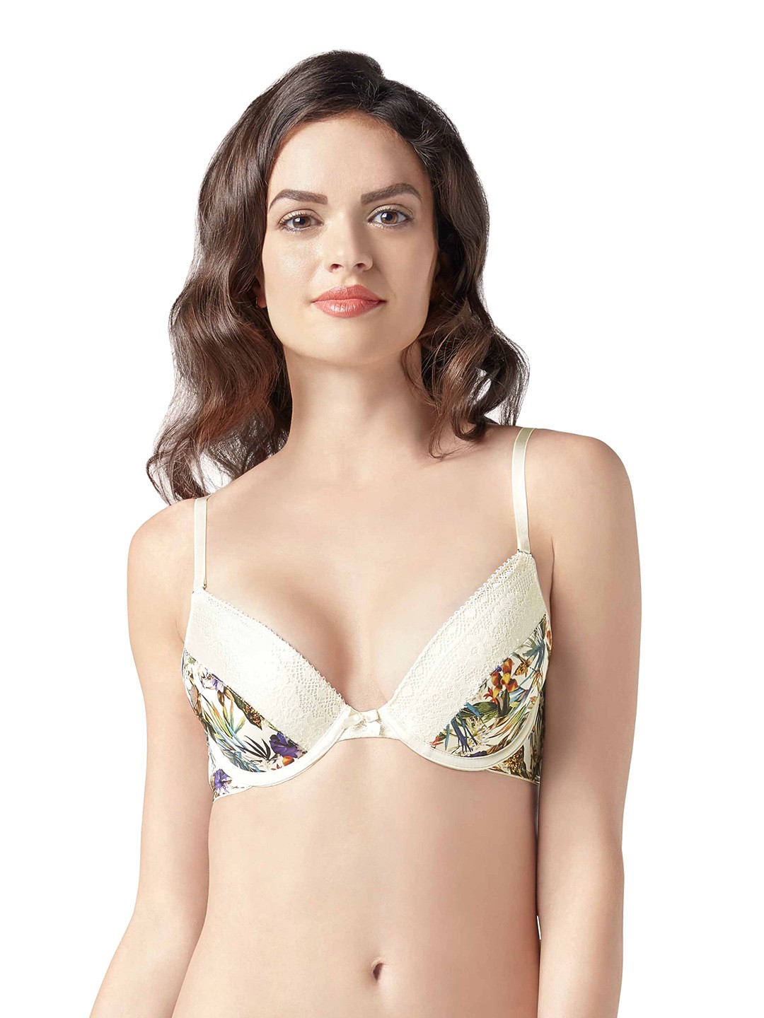 

Amante White Lace Underwired Lightly Padded Plunge Bra