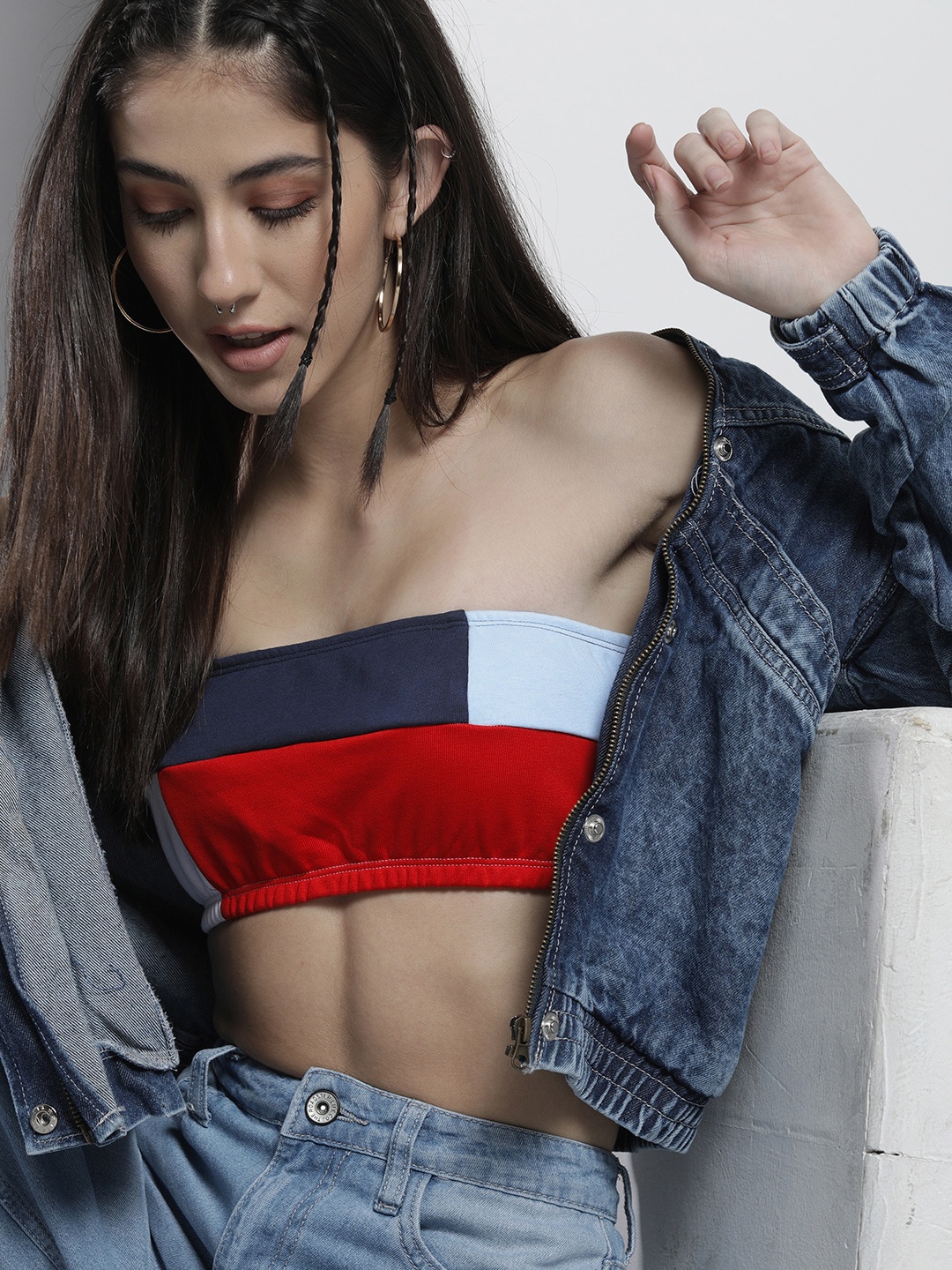 

Tommy Hilfiger Red & Blue Colourblocked Tube Top