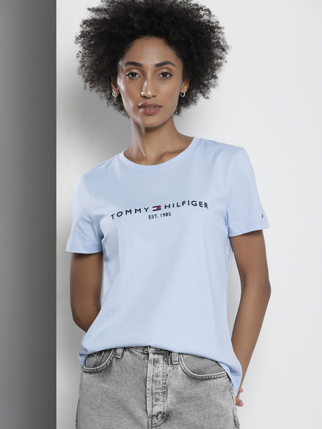 

Tommy Hilfiger Women Blue Brand Logo Organic Cotton T-shirt