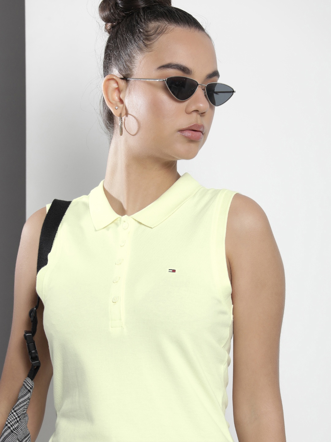 

Tommy Hilfiger Women Yellow Polo Collar Slim Fit T-shirt