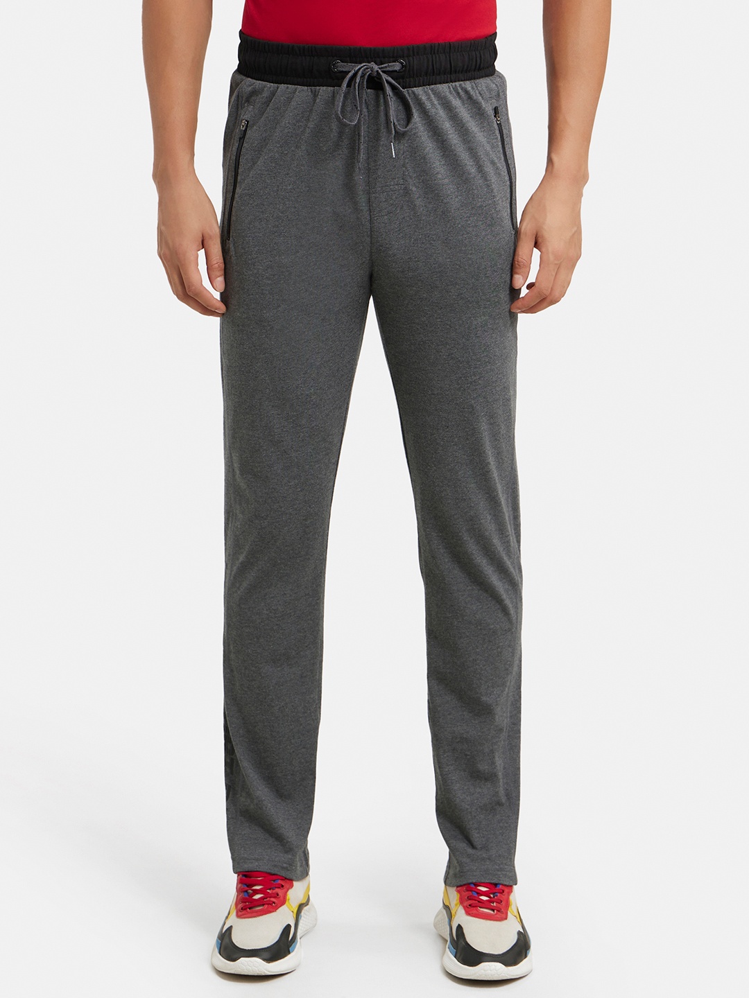 

Jockey Combed Cotton Rich Slim Fit Trackpant with Side Zipper Pockets-9510, Charcoal