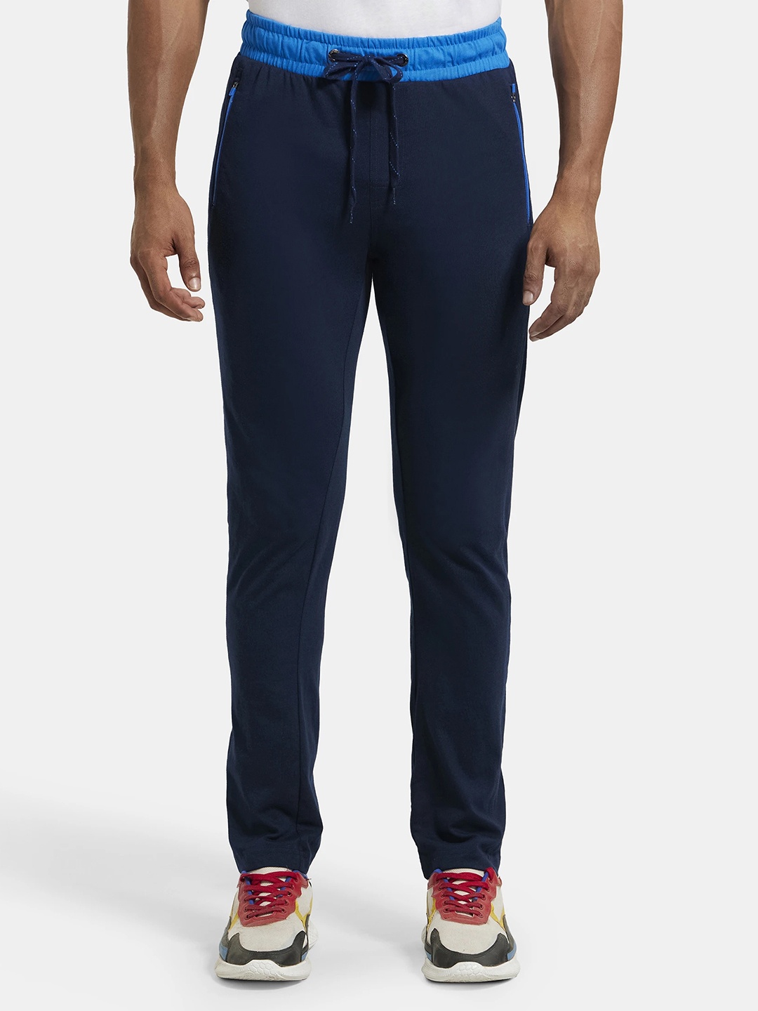 

Jockey Combed Cotton Rich Slim Fit Trackpant with Side Zipper Pockets-9510, Navy blue