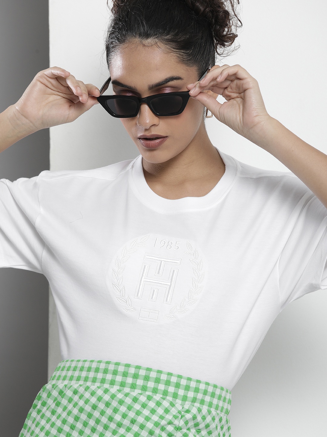 

Tommy Hilfiger Women White Embroidered Pure Cotton T-shirt