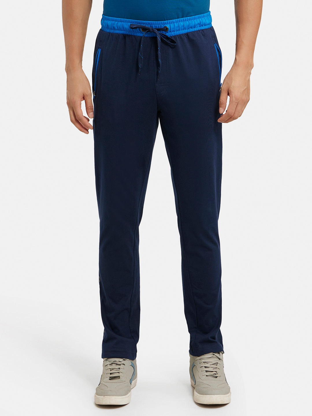 

Jockey Combed Cotton Rich Slim Fit Trackpant with Side Zipper Pockets-9510, Navy blue