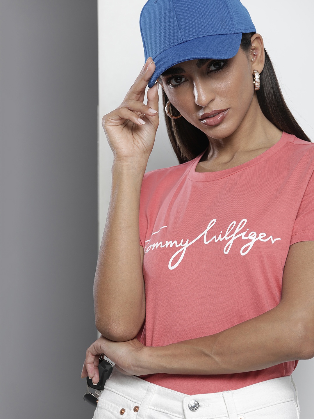 

Tommy Hilfiger Women Pink Brand Logo Organic Cotton T-shirt