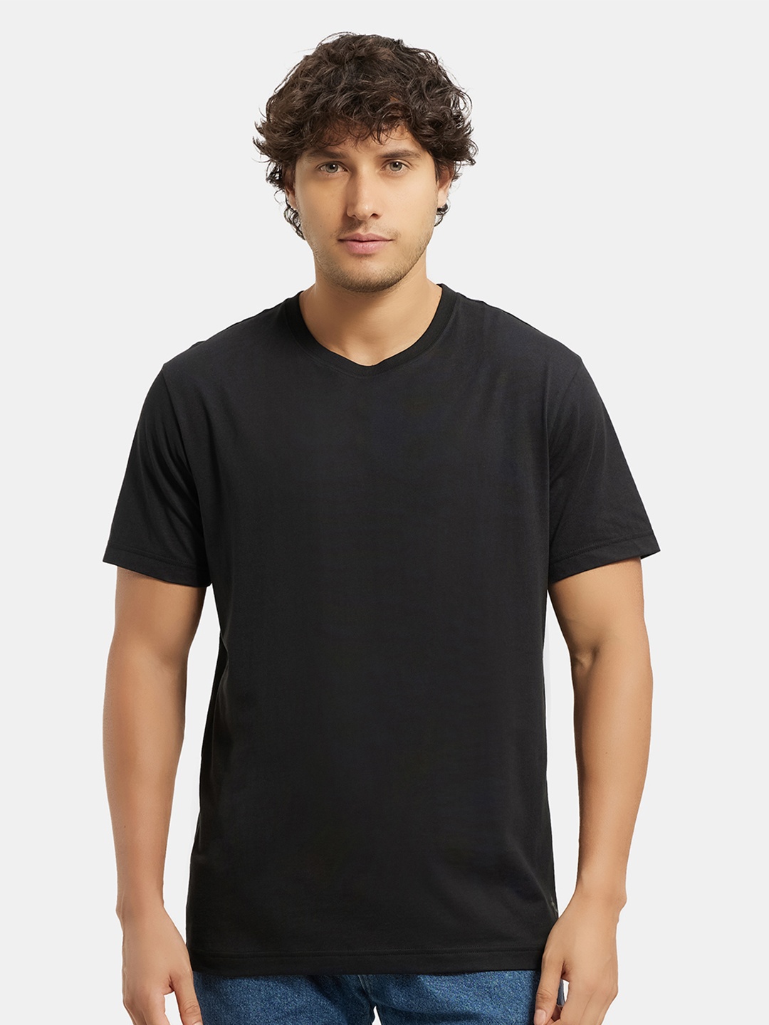 

Jockey Combed Cotton Rich Round Neck Half Sleeve Tshirt-2714, Black