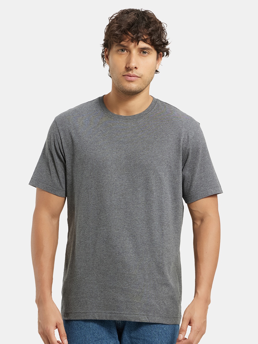 

Jockey Combed Cotton Rich Round Neck Half Sleeve Tshirt-2714, Grey