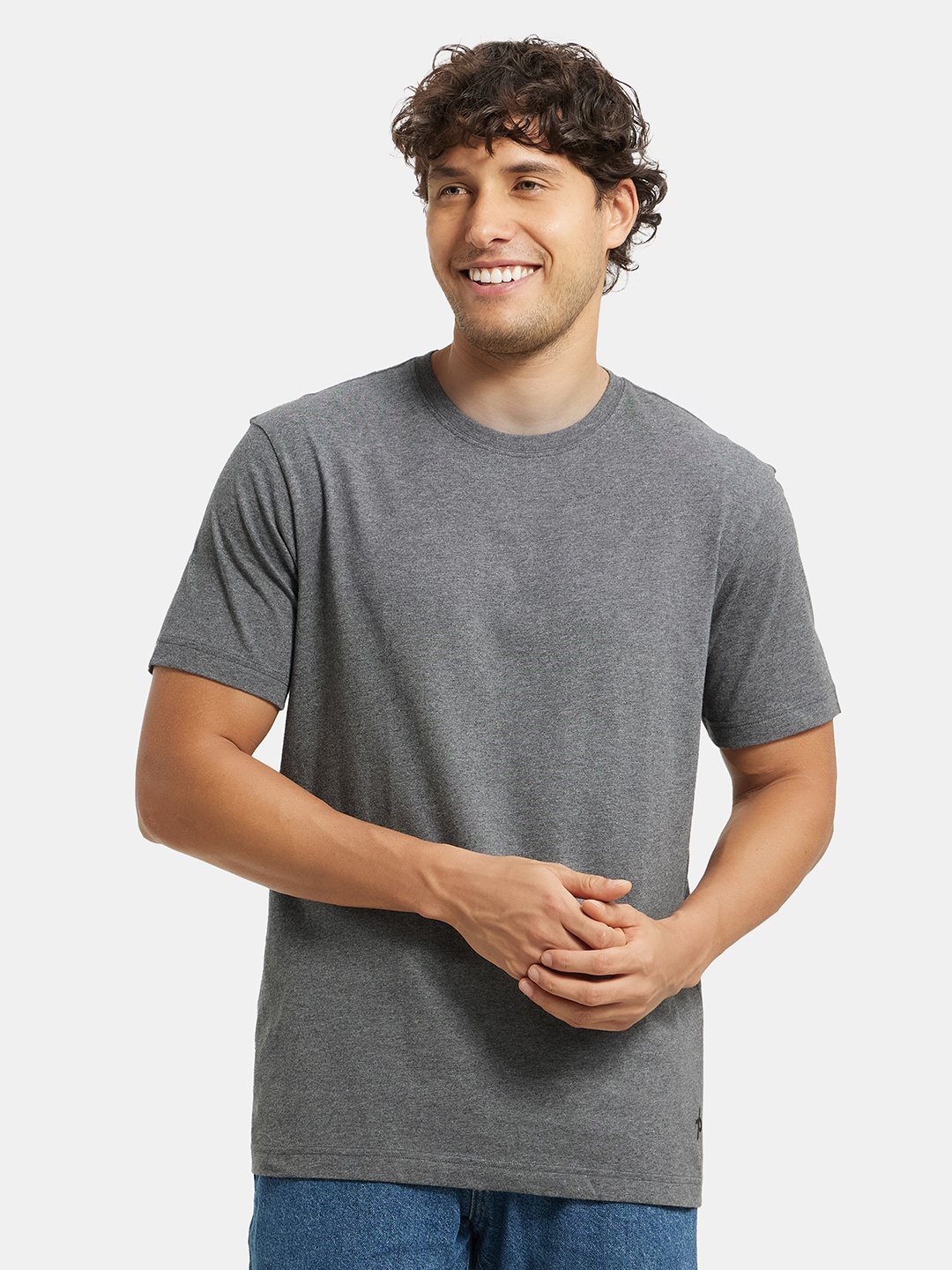 

Jockey Combed Cotton Rich Round Neck Half Sleeve Tshirt-2714, Charcoal