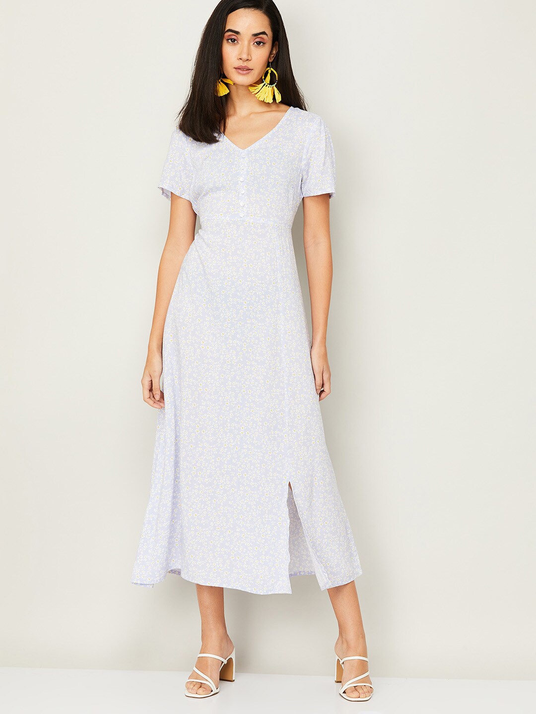 

Fame Forever by Lifestyle Women Purple Viscose Rayon Floral A-Line Midi Dress