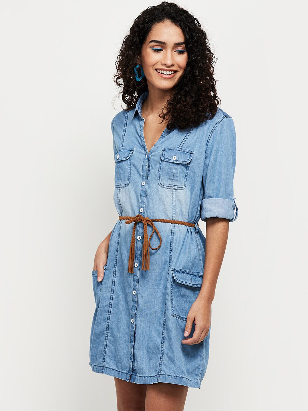

max Blue Shirt Dress