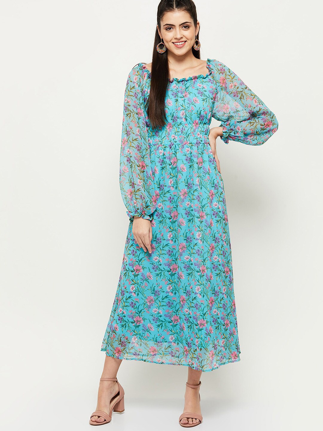 

max Green & Blue Floral Maxi Dress