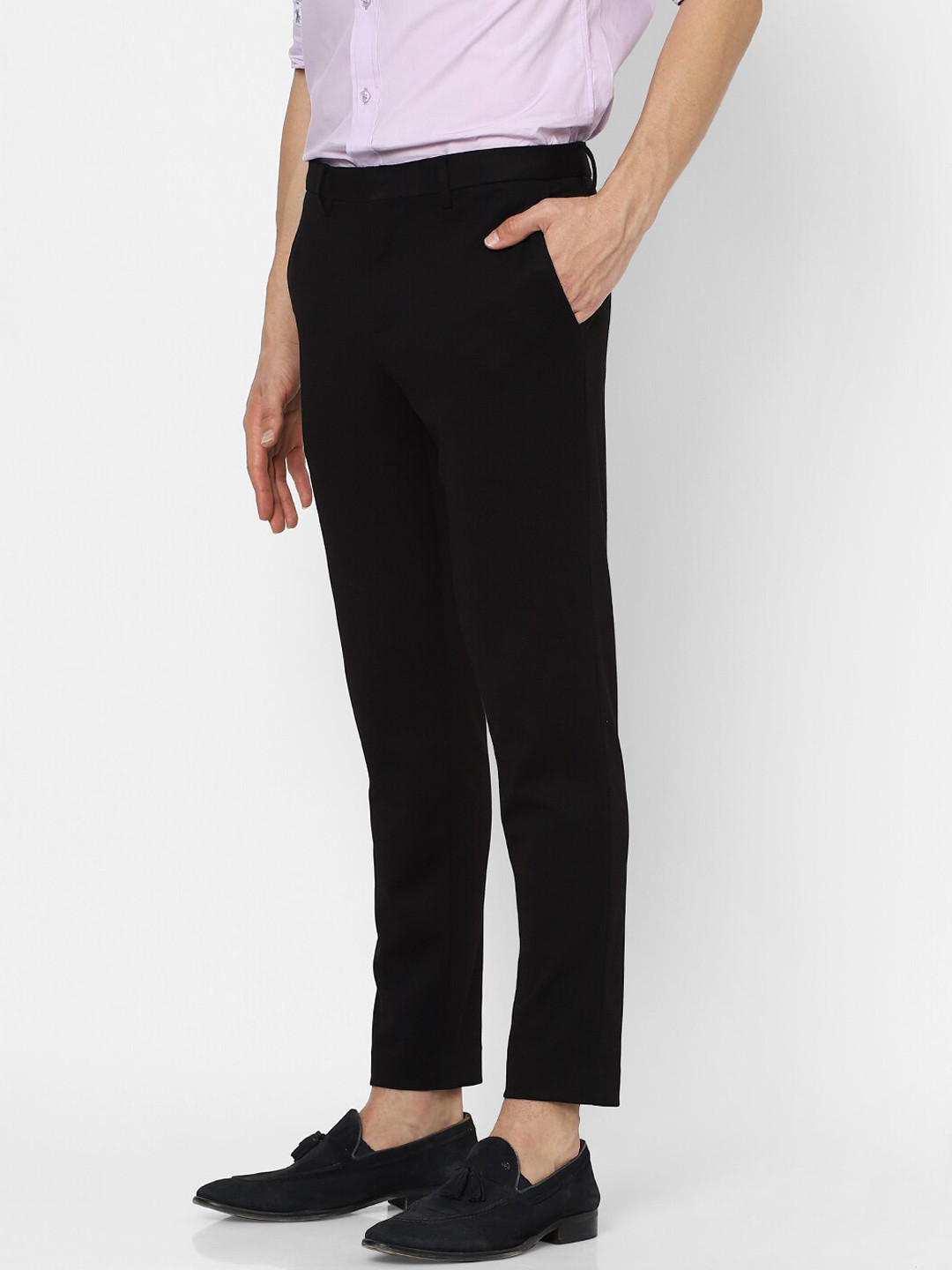 

Jack & Jones Men Black Low-Rise Trousers