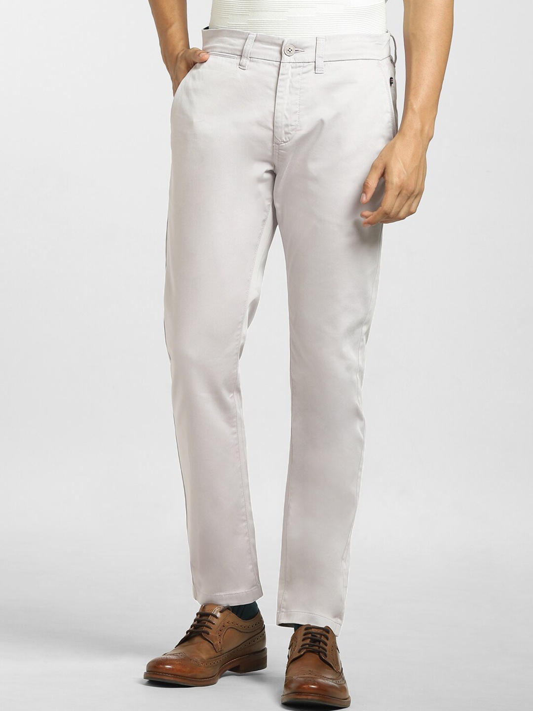 

Jack & Jones Men Cream-Coloured Chinos Trousers