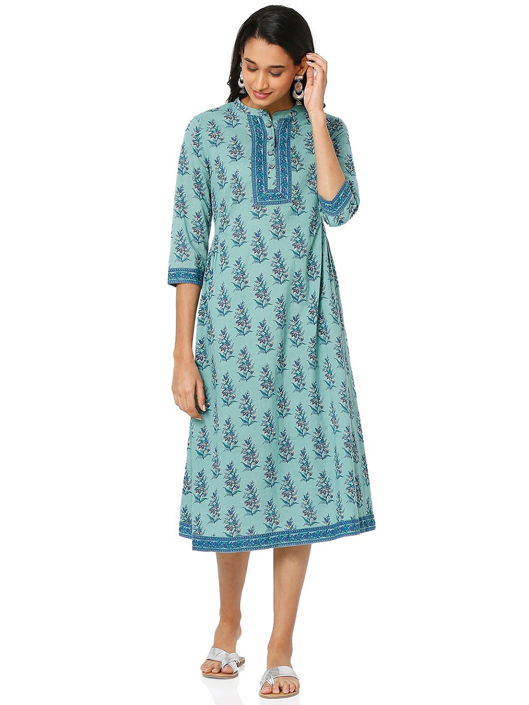 

Ethnicity Teal & Blue Ethnic Motifs Ethnic A-Line Midi Dress