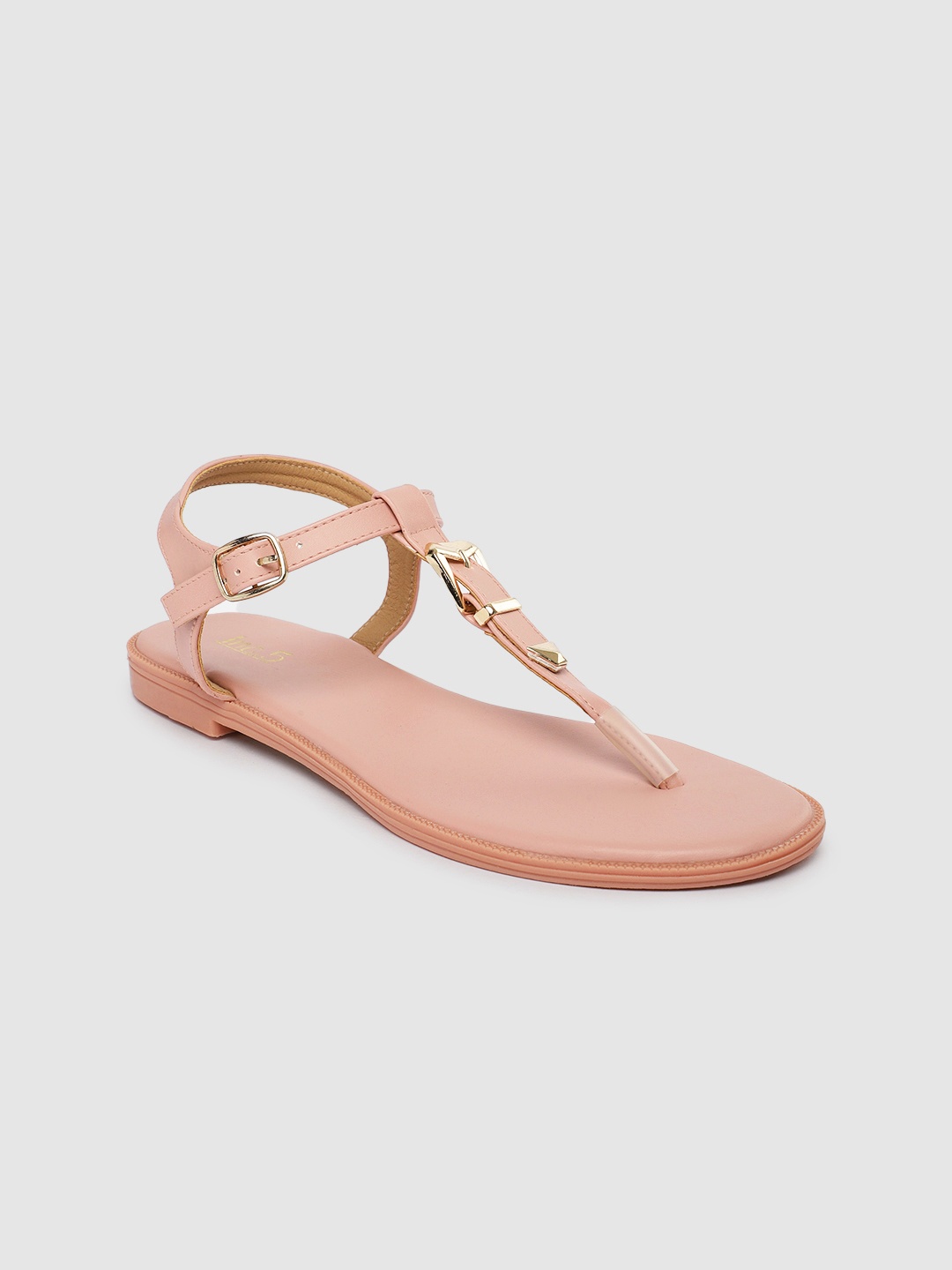 

Inc 5 Women Peach-Coloured T-Strap Flats