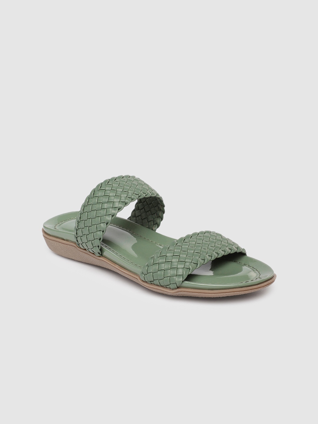 

Inc 5 Women Green Woven Design Open Toe Flats