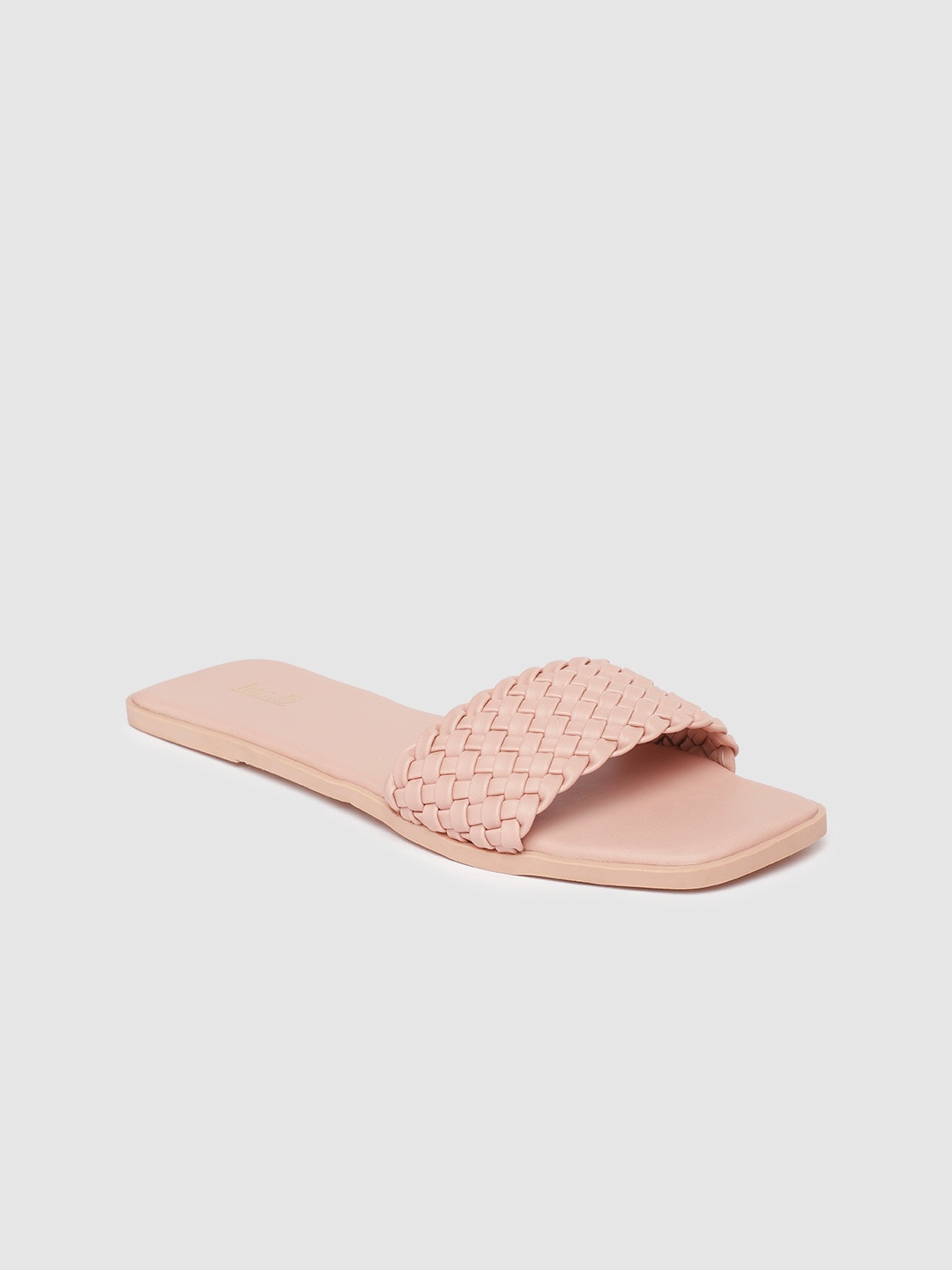 

Inc 5 Women Peach-Coloured Woven Design Open Toe Flats