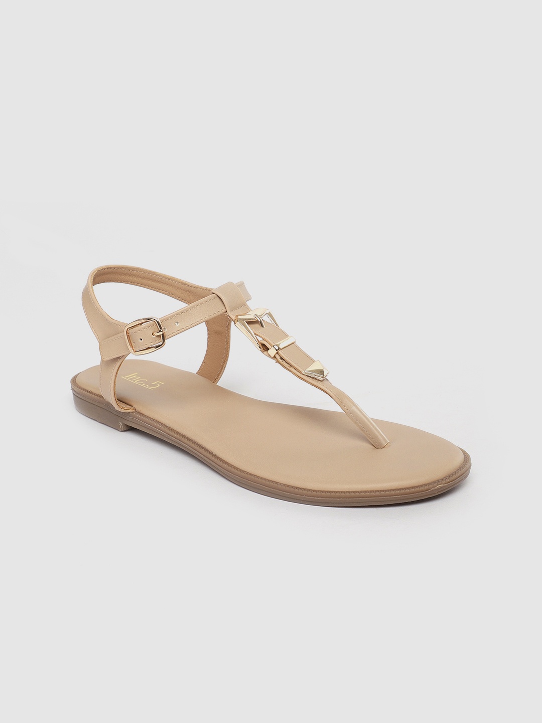 

Inc 5 Women Beige T-Strap Flats