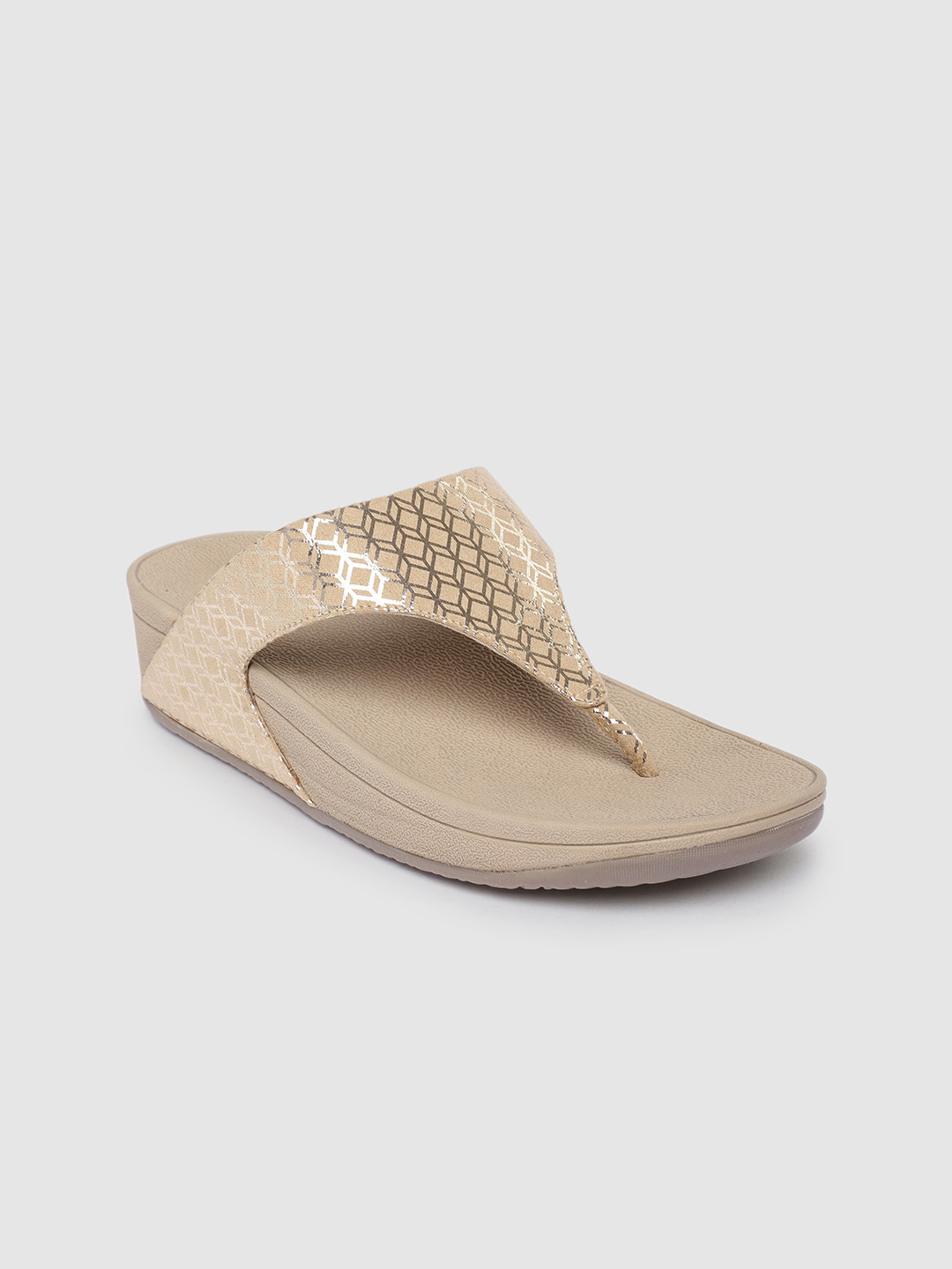 

Inc 5 Women Beige Printed T-Strap Flats