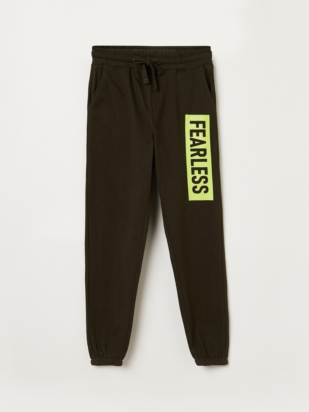 

Fame Forever by Lifestyle Boys Olive Solid Cotton Joggers