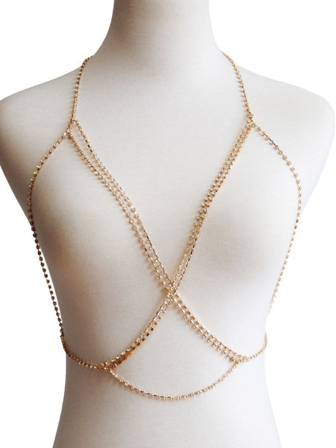 

FemNmas Gold-Toned & Silver-Toned Gold-Plated Body Chain